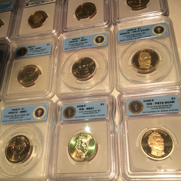 Valuable 20 ANACS & ICG Graded MS67 & Proof 70 Deep Cam Presidential Dollars Set - Picture 10 of 16